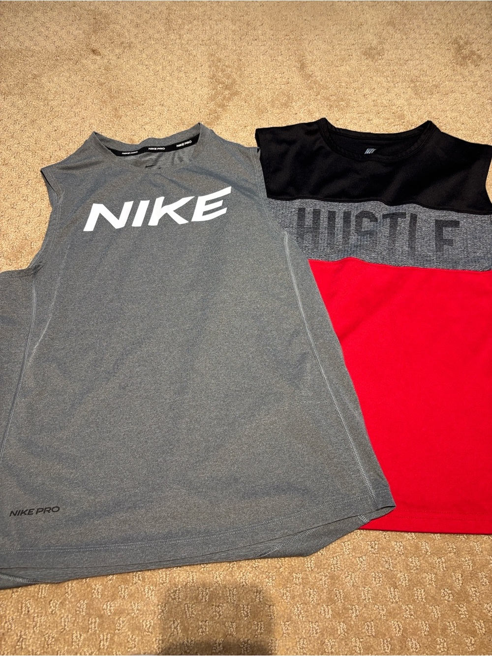Pair of boys sleeveless tops- Nike Dri-fit Training Top and Place Sport top